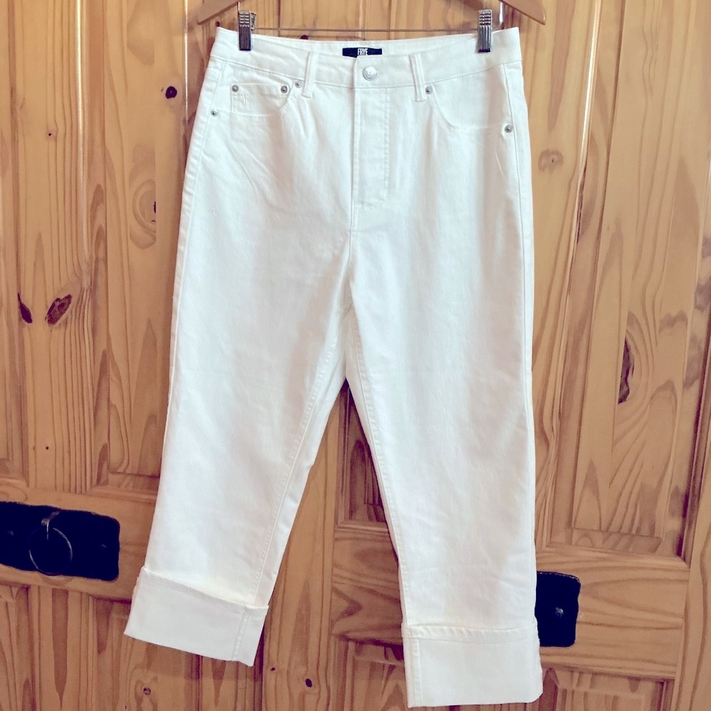 Frye White Cropped Stretch Jeans